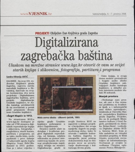 Digitalizirana zagrebačka baština