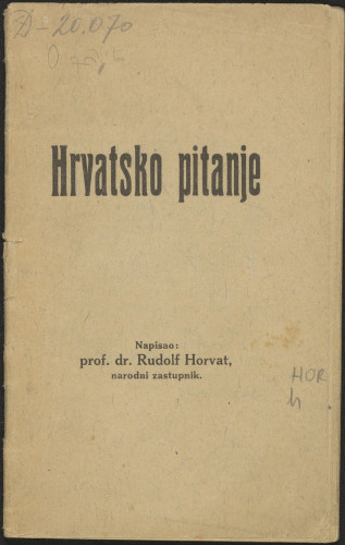 Hrvatsko pitanje / Rudolf Horvat